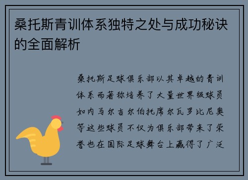 桑托斯青训体系独特之处与成功秘诀的全面解析